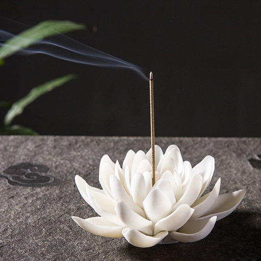 White porcelain lotus incense burner