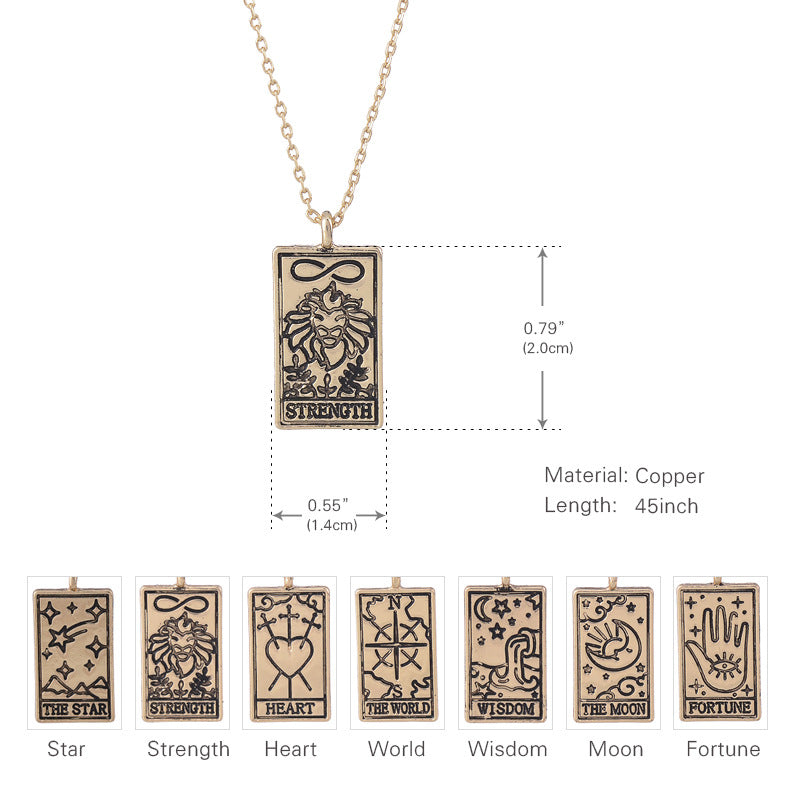 Tarot Pendant Necklace Vintage Tarot Collarbone Chain