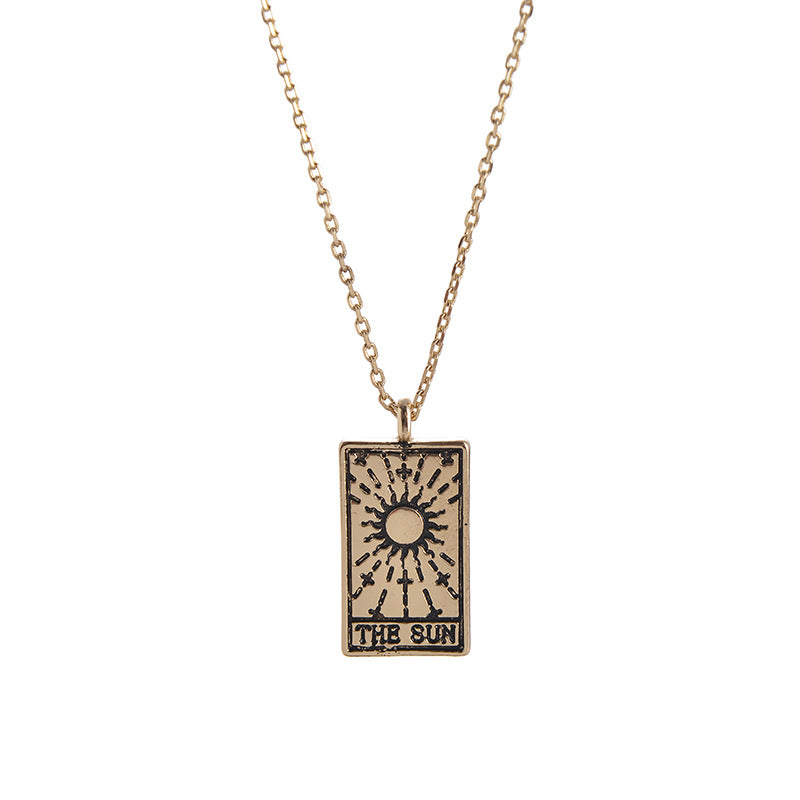 Tarot Pendant Necklace Vintage Tarot Collarbone Chain