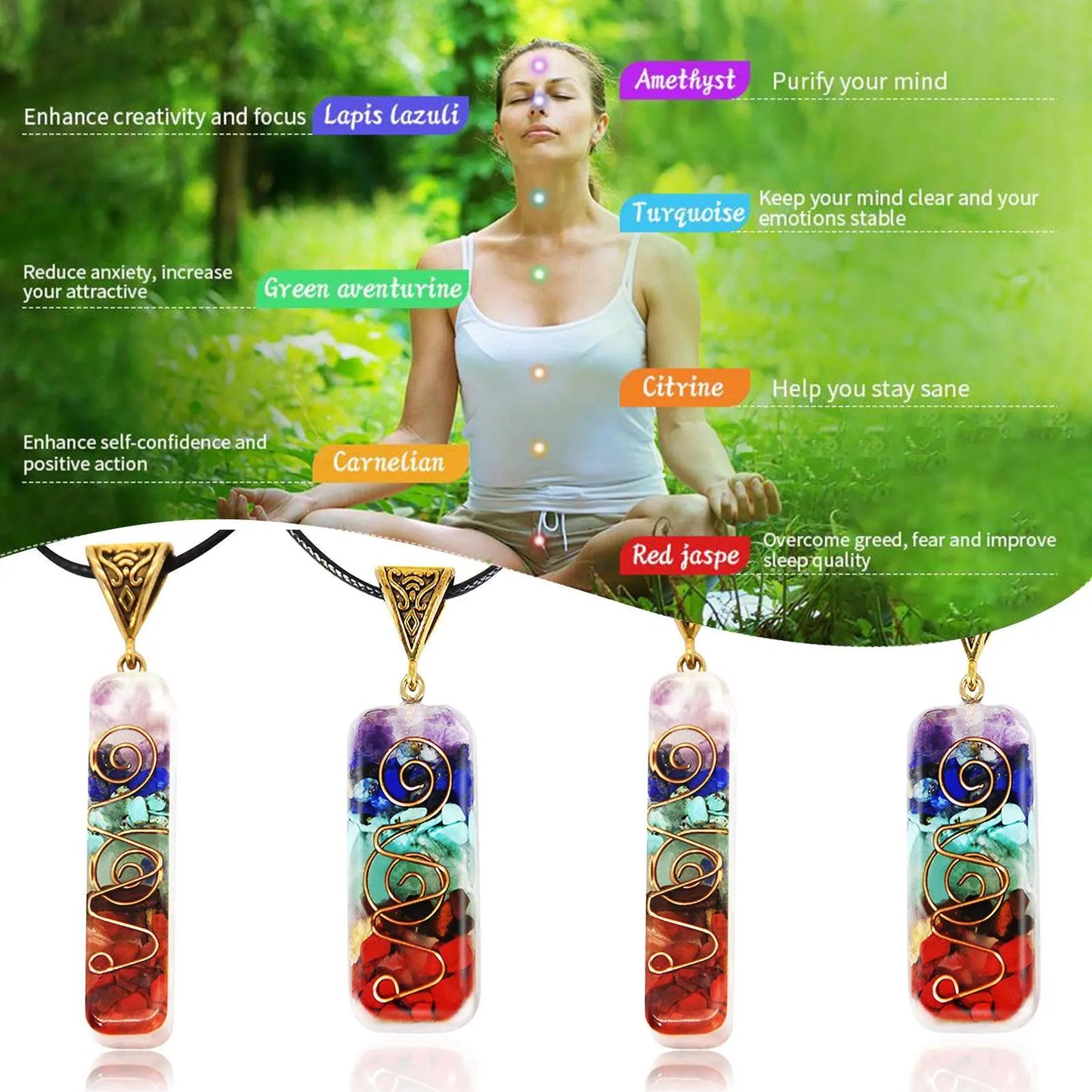 7 Chakras Stones Pendant Necklace