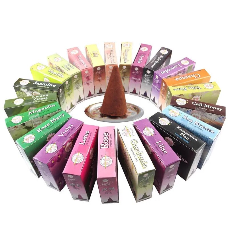 10pcs/box Room Fragrance Fresh Air Rose Natural Incense Cones Lavender Wormwood