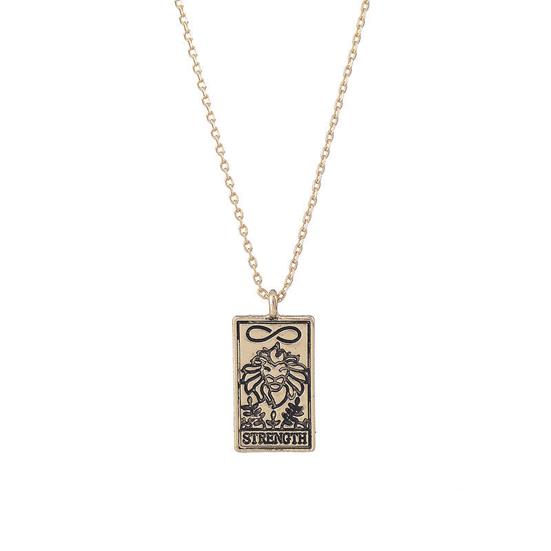 Tarot Pendant Necklace Vintage Tarot Collarbone Chain